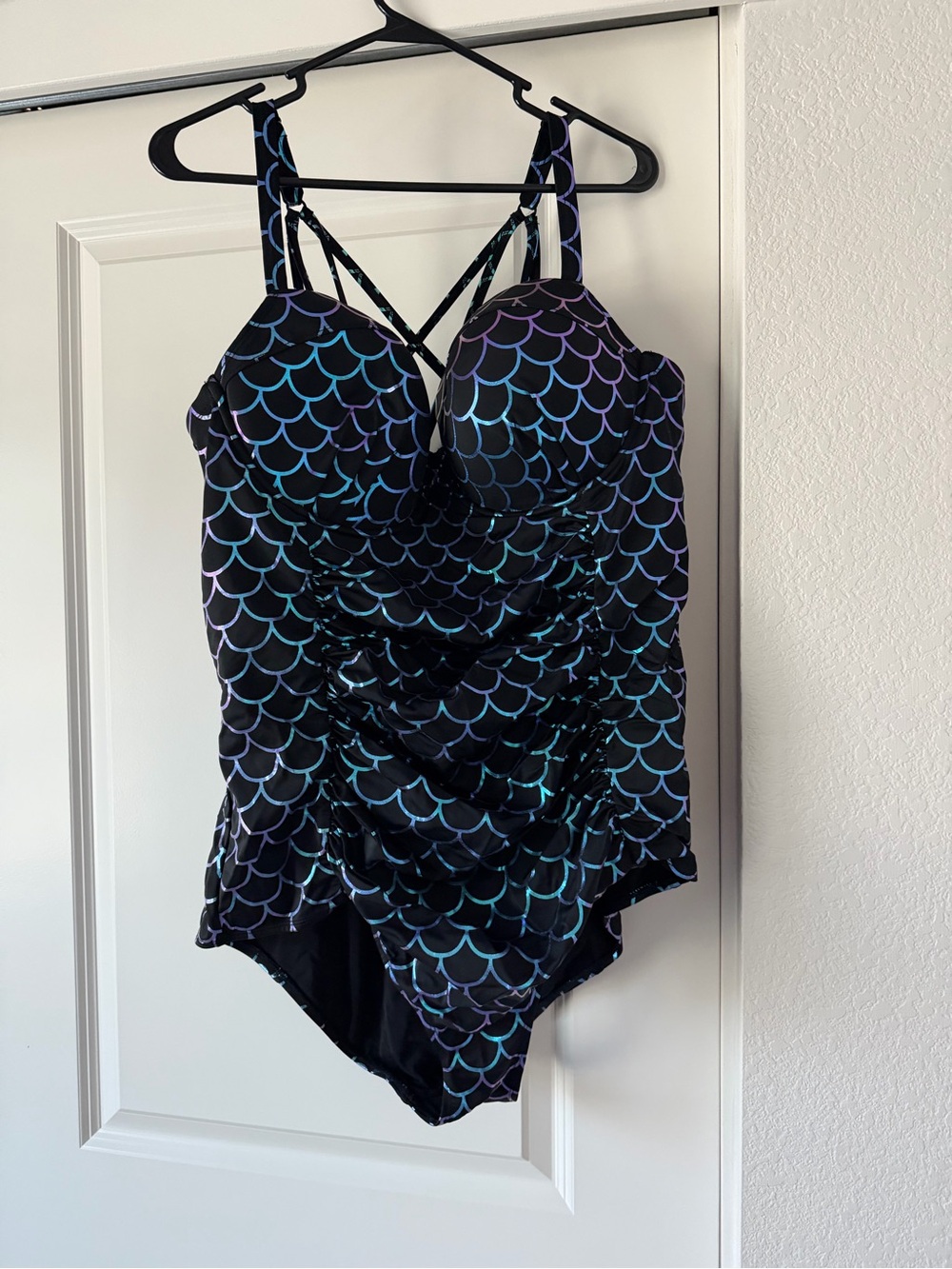 torrid One-Piece Swimsuit with Mermaid Iridescent Blue-Purple Scale Print